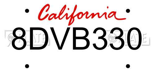 8DVB330 California License Plate