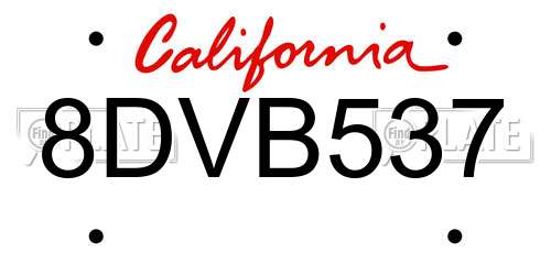 8DVB537 California License Plate