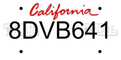 8DVB641 California License Plate