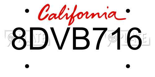 8DVB716 California License Plate
