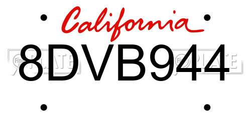 8DVB944 California License Plate