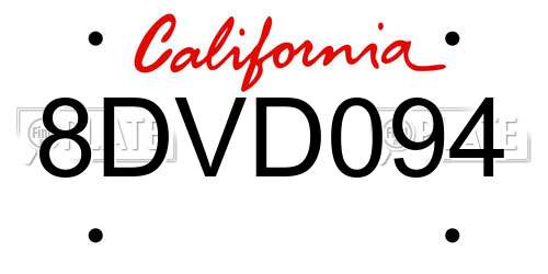 8DVD094 California License Plate