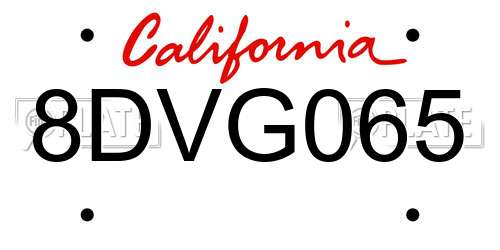 8DVG065 California License Plate