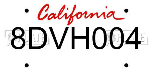 8DVH004 California License Plate