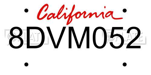 8DVM052 California License Plate