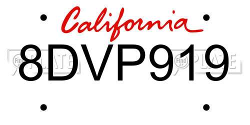 8DVP919 California License Plate