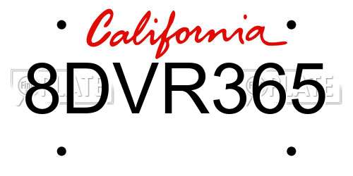 8DVR365 California License Plate