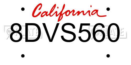 8DVS560 California License Plate