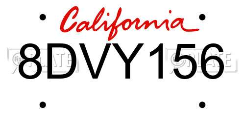 8DVY156 California License Plate