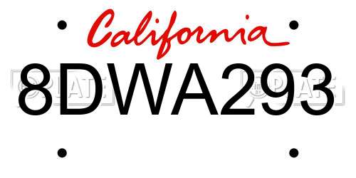 8DWA293 California License Plate