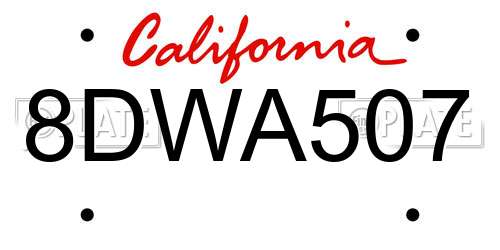 8DWA507 California License Plate