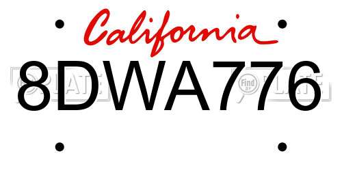 8DWA776 California License Plate