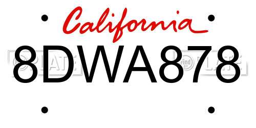 8DWA878 California License Plate