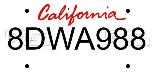 8DWA988 California License Plate