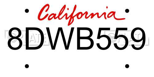 8DWB559 California License Plate