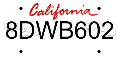 8DWB602 California License Plate