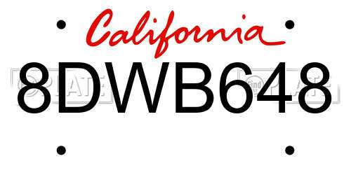 8DWB648 California License Plate