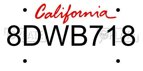 8DWB718 California License Plate