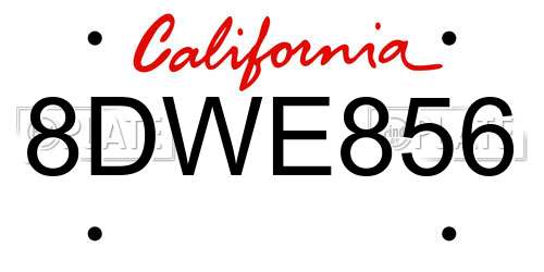 8DWE856 California License Plate