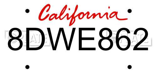 8DWE862 California License Plate