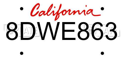 8DWE863 California License Plate