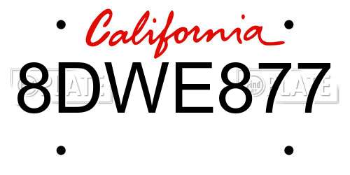 8DWE877 California License Plate