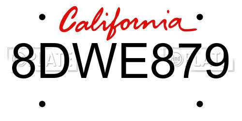 8DWE879 California License Plate