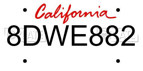 8DWE882 California License Plate