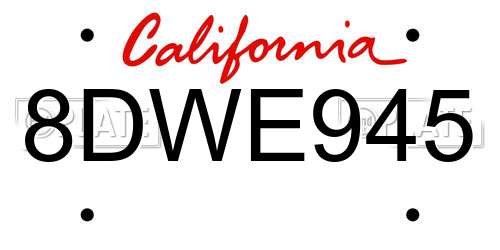 8DWE945 California License Plate