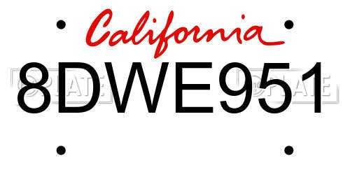 8DWE951 California License Plate