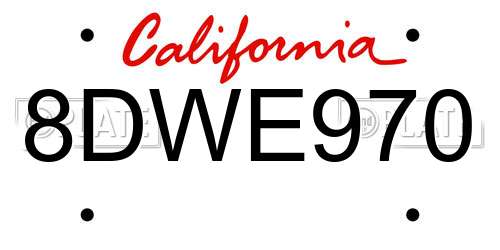 8DWE970 California License Plate