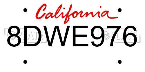 8DWE976 California License Plate