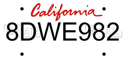8DWE982 California License Plate