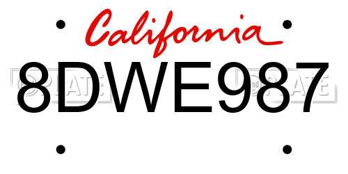 8DWE987 California License Plate