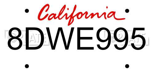 8DWE995 California License Plate