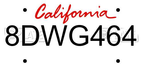 8DWG464 California License Plate