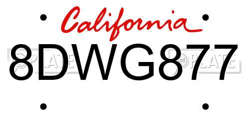 8DWG877 California License Plate