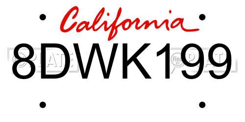 8DWK199 California License Plate