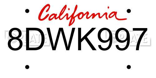 8DWK997 California License Plate