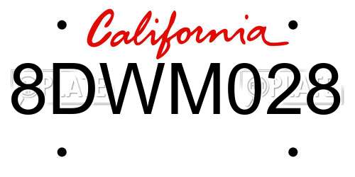 8DWM028 California License Plate