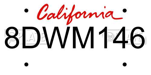 8DWM146 California License Plate