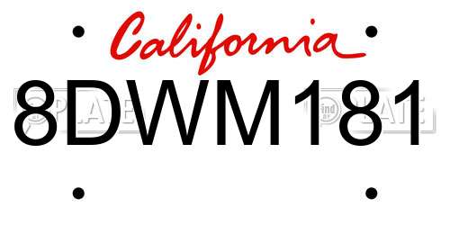 8DWM181 California License Plate