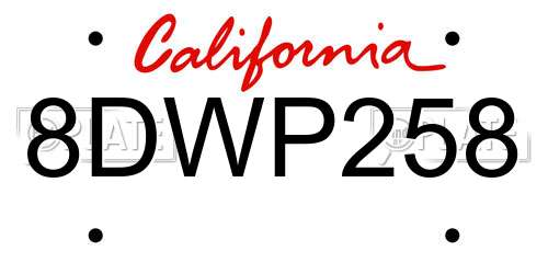 8DWP258 California License Plate