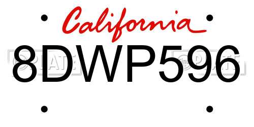 8DWP596 California License Plate