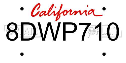 8DWP710 California License Plate