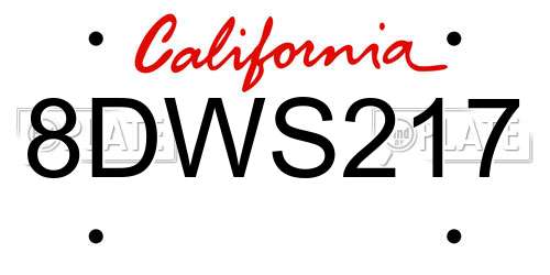 8DWS217 California License Plate