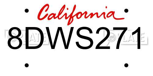 8DWS271 California License Plate