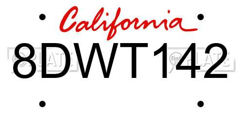 8DWT142 California License Plate
