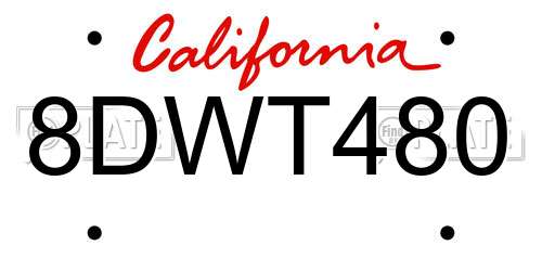 8DWT480 California License Plate