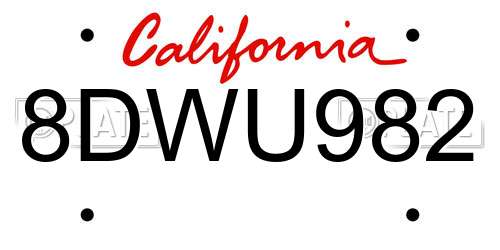 8DWU982 California License Plate